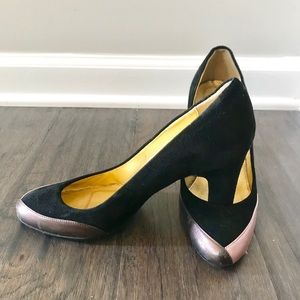 JCrew retro black suede pumps